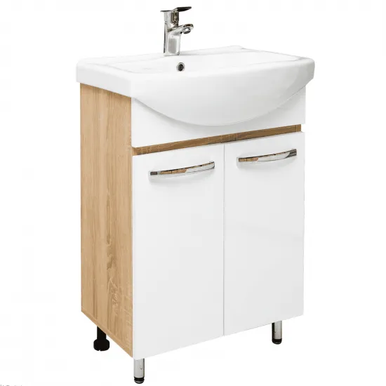 Dulap cu lavoar Mashtab Agat (Basic) 65 cm cu 2 usi, Sonoma