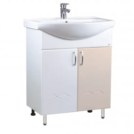 Dulap cu lavoar Mashtab Clasic (Basic) 60 cm cu 2 usi, Beige