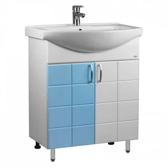 Dulap cu lavoar Mashtab Domino (Basic) 65 cm cu 2 usi, Blue