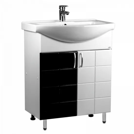 Dulap cu lavoar Mashtab Domino (Basic) 65 cm cu 2 usi, Black