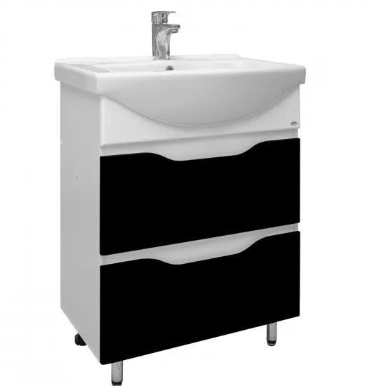 Dulap cu lavoar Mashtab Print (Basic) 65 cm cu 2 sertare, Black