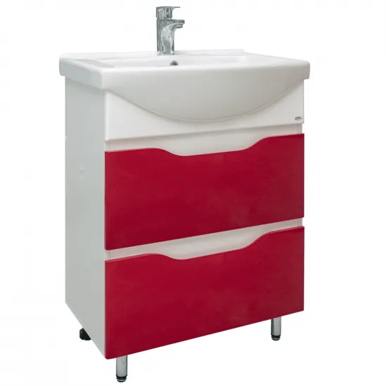 Dulap cu lavoar Mashtab Print (Basic) 65 cm cu 2 sertare, Red