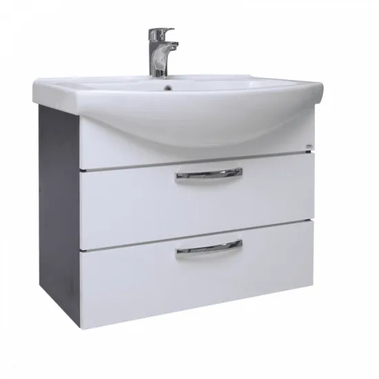 Dulap cu lavoar Mashtab Agat (Basic) 60cm, suspendat cu 2 sertare, Antracit (11642)