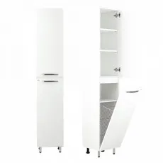 Dulap înalt pentru baie pardoseală Mashtab Agat (35 cm) cu cos pentru rufe, White Dulap înalt pentru baie pardoseală Mashtab Agat (35 cm) cu cos pentru rufe, White