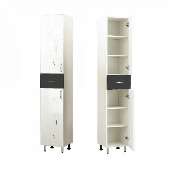 Dulap înalt pentru baie pardoseală Mashtab Stuff (35 cm), Black