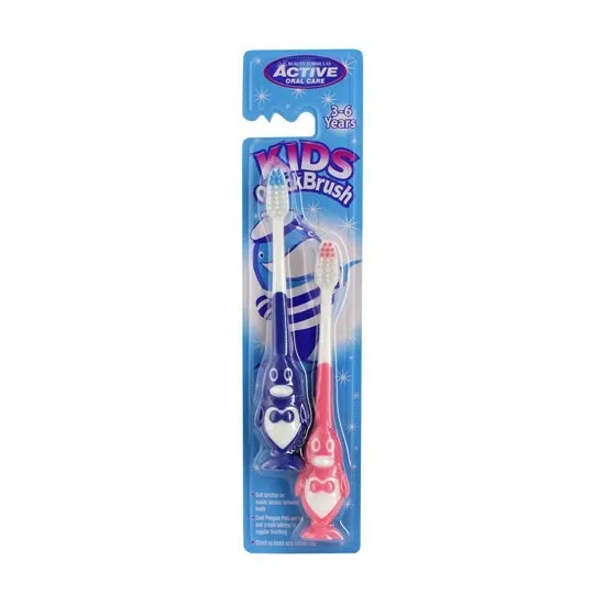 Set Periute de dinti pentru copii Active Oral Care Oral Care Kids Quick Toothbrush PINGUIN, Multicolor
