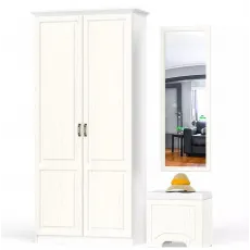 Antreu modular Mobi ЛИВЕРПУЛЬ ( набор 1) (100 cm), Белый/ Яссень Ваниль/Кожзам белый