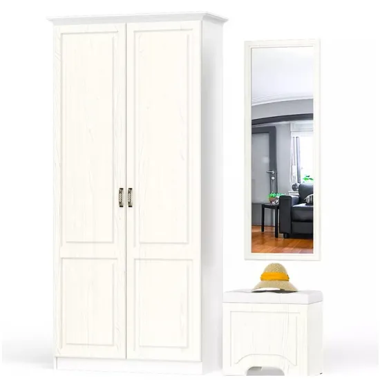Antreu modular Mobi ЛИВЕРПУЛЬ ( набор 1) (100 cm), Белый/ Яссень Ваниль/Кожзам белый