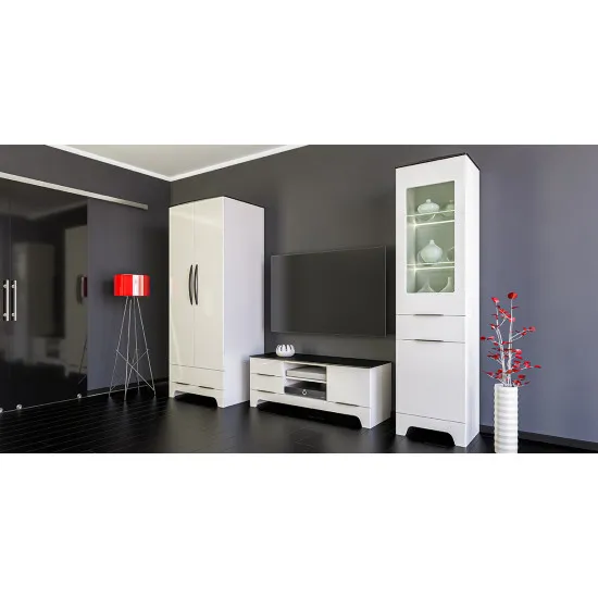 Living modular Neman Ð?еÑ?она (комплекÑ?аÑ?Ð¸Ñ â??2) (288 cm), Ð?елÑ?й глÑнеÑ? / ЧеÑ?нÑ?й маÑ?овÑ?й