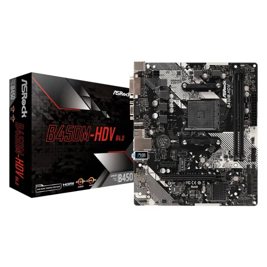 Placă de bază ASROCK B450M-HDV R4.0 (AM4/AMD B450)