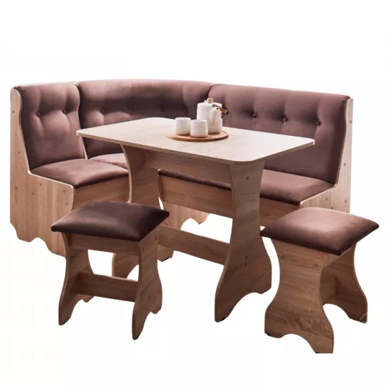 Set coltar bucatarie Ambianta Cleo 2 Eco cu masa si 2 tabureti, Bardolino