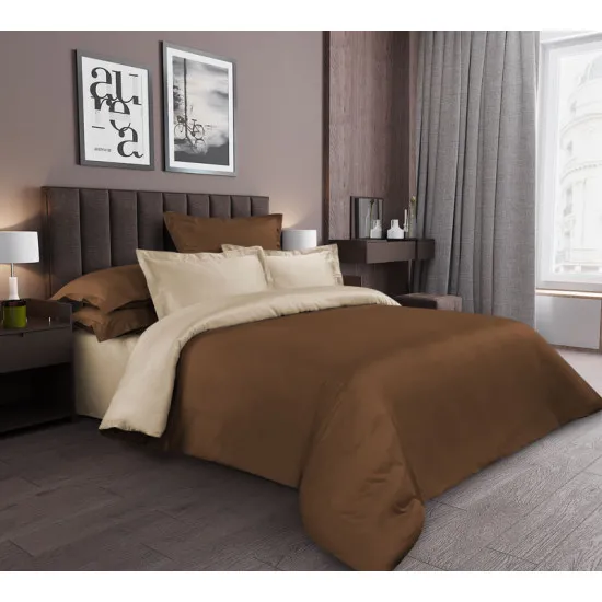 Lenjerie de pat Cottony Satin de Lux Uniton Brown (2 persoane EURO)