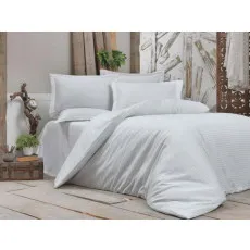 Lenjerie de pat Cottony Satin de Lux Stripe Perla Alba (1 persoana) Lenjerie de pat Cottony Satin de Lux Stripe Perla Alba (1 persoana)