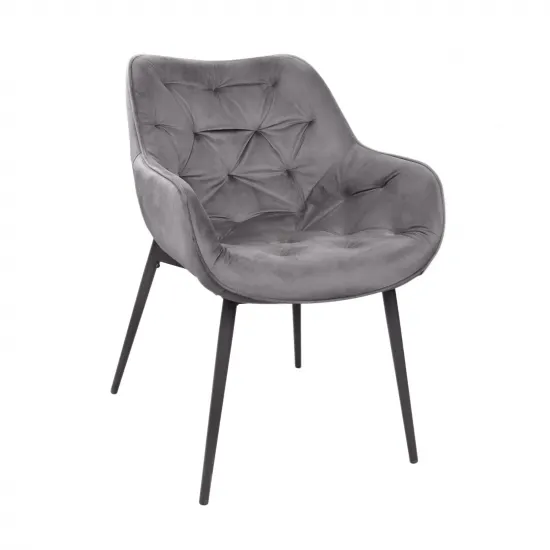 Scaun Decoprim Lotus, Stofa Grey+Black Legs