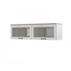 Dulap de perete SV - Мебель Александрия ШКН-104 (125.1 cm) со стеклами, Сосна Санторини Светлая