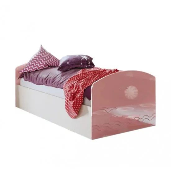 Pat pentru copii МИФ Junior-2, 80 x 200 cm, Розовый металл /Дуб беленый