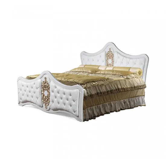 Кровать KMK Искушение 1 0646 (160 x 200 см), Белый / Белая эмаль + декор золото