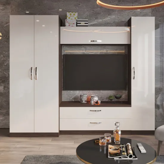 Living Bafimob Iulia X (TV-1,2) (240 cm), Mokka/Bianco-bej