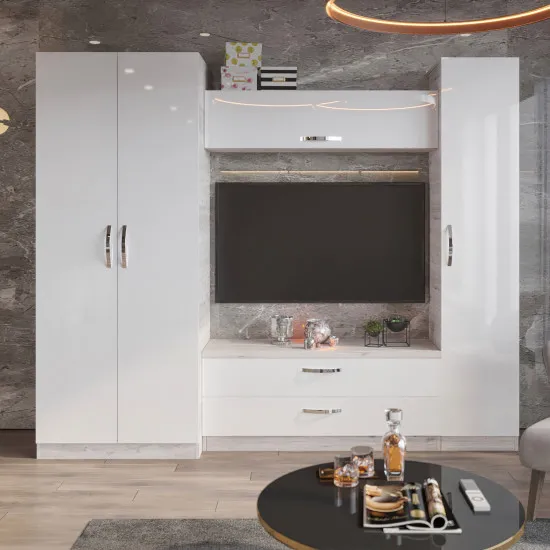 Living Bafimob Iulia X (TV-1,2) (240 cm), Corton Stejar/Alb