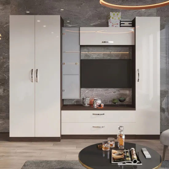 Living Bafimob Iulia X (TV-0,9) (240 cm), Mokka/Bianco-bej