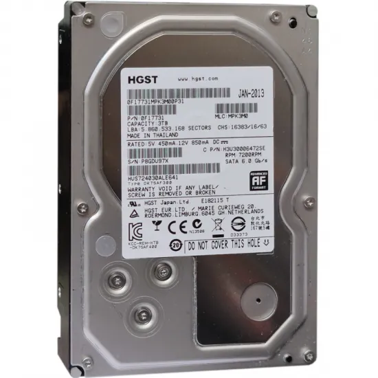3.5" Жесткий диск 3 TB Hitachi Ultrastar 7K4000, 7200 rpm, 64 MB, SATA III (HUS724030ALE641-NP)