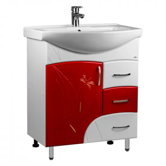 Тумба с раковиной Mashtab Stuff (Basic) 65 см с ящиками, Red