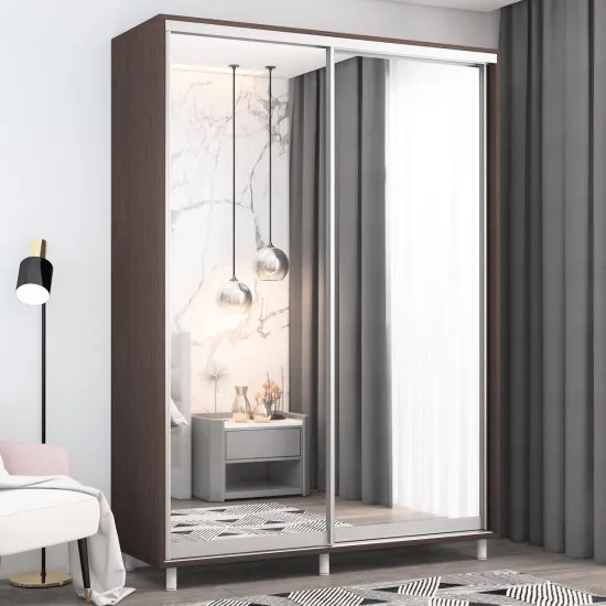 Шкаф купе Mobildor Aron P (100x220) зеркальные раздвижные двери, Wenge