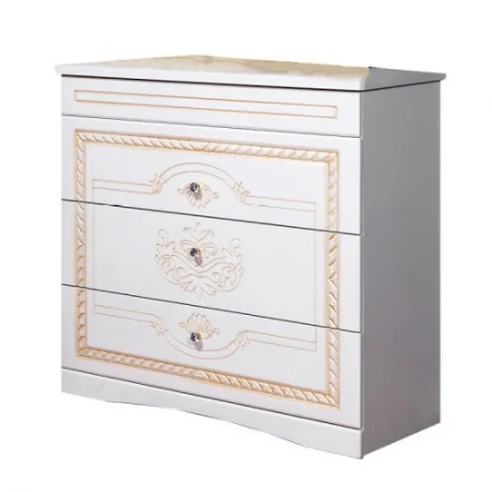 Комод КМК ГРАФИНЯ 0379.3 (90 см), Белый глянец / золото