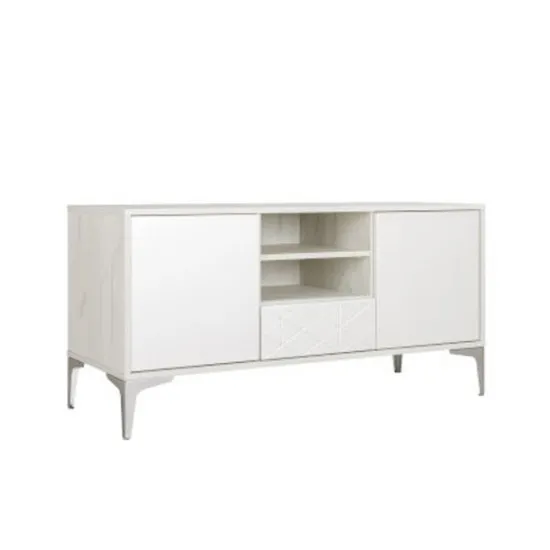 Тумба под ТВ Mobi Марципан 13.265 (121.5 см), Дуб белый CRAFT/шагрень платина ПВХ