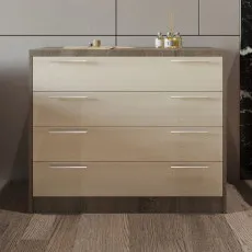 Comodă PS К-100 (100 cm) cu 4 sertare, Trufel /Chamonix deschis