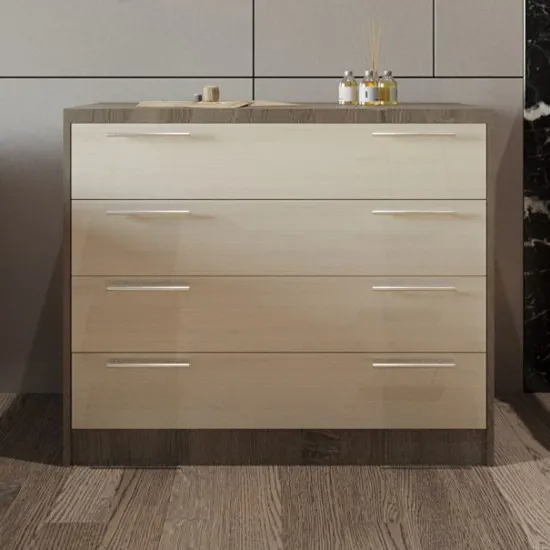 Comodă PS К-100 (100 cm) cu 4 sertare, Trufel /Chamonix deschis