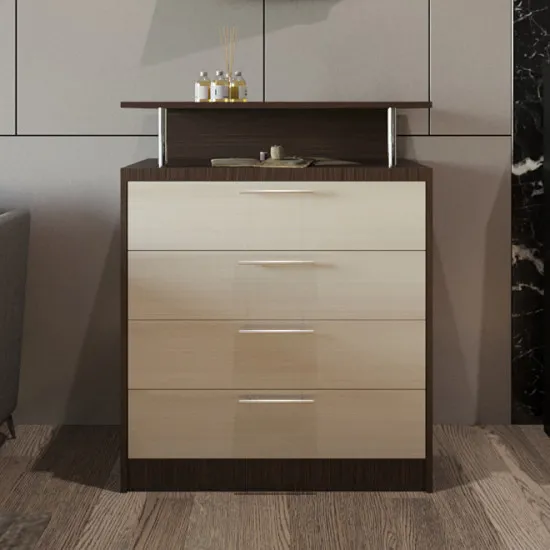 Комод PS КТВ-80 (78 см) с 4 ящиками, Wenge /Chamonix deschis