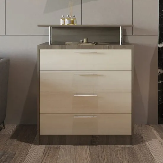 Comodă PS КТВ-80 (78 cm) cu 4 sertare, Trufel /Chamonix deschis