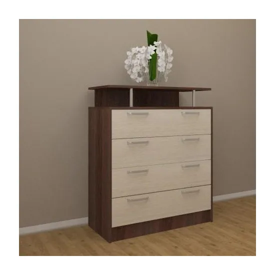 Комод PS КТВ-90 шарнир (90 см) с 4 ящиками, Wenge /Chamonix deschis