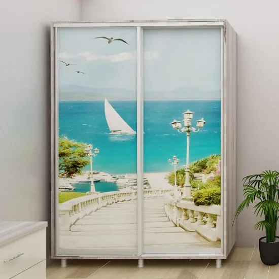 Шкаф купе Bafimob ДX-100 Фотопечать (2 двери), 100x220x60 cm, Wood Cortona