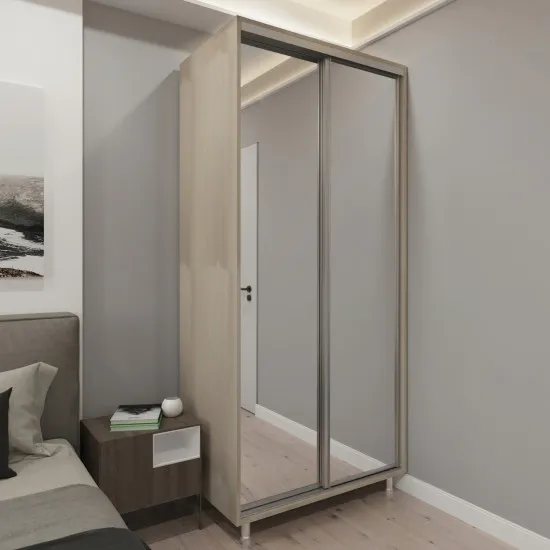 Dulap-cupeu D-100 cu oglinda (100 cm), Chamonix deschis