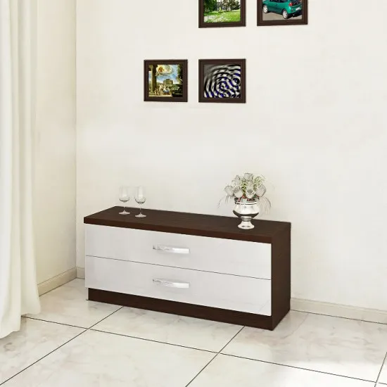 Комод PS KХ-120 (120 см) с 2 ящиками, Mokka / Bianco-bej