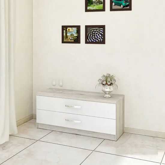 Комод PS KХ-120 (120 см) с 2 ящиками, Corton Stejar / Alb