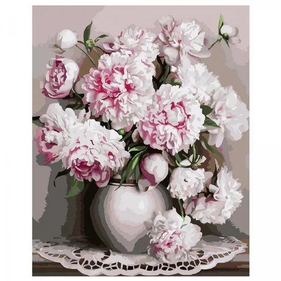 Strateg VA-0595 Pictura pe numere Buchet de bujori, 40x50 cm