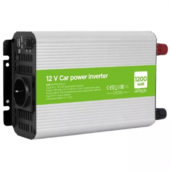 Invertor auto Energenie EG-PWC1200-01, 12 V Car power inverter