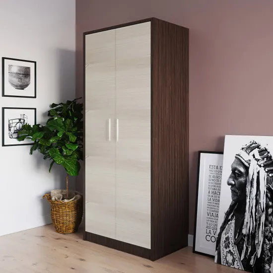 Dulap pentru haine PS S-82 (cu bară) (82 cm), Wenge /Chamonix deschis