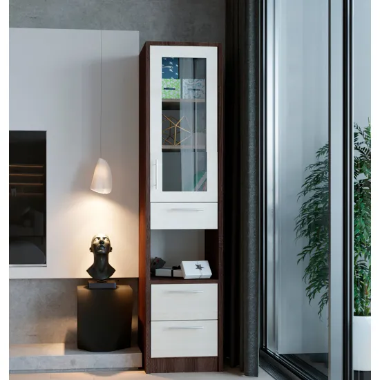 Пенал PS П-43(3) стекло (43 см), Wenge /Chamonix deschis