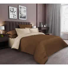 Lenjerie de pat Cottony Satin de Lux Uniton Brown/Ivory (2 persoane EURO) Lenjerie de pat Cottony Satin de Lux Uniton Brown/Ivory (2 persoane EURO)