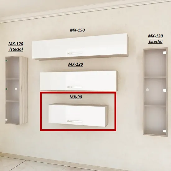 Raft Bafimob MX-90 deschidere superioară, Corton Stejar/Alb Luciu