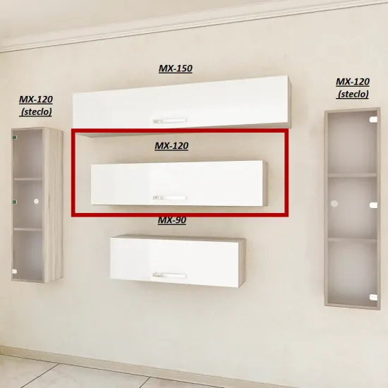 Raft Bafimob MX-120 deschidere superioară, Corton Stejar/Alb Luciu