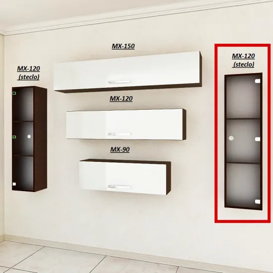 Полка Bafimob MX-120 (стекло), Мокко/Бьянко-беж