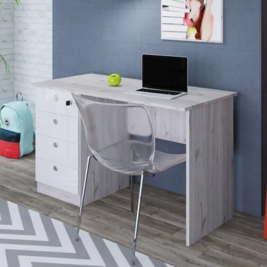 Masă oficiu PS КS-120(X), Corton Stejar/Alb Luciu