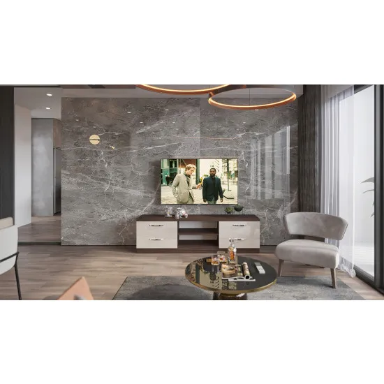 Comoda TV Bafimob ТVХ-150 (150 cm), Mokka/Bianco-bej Luciu