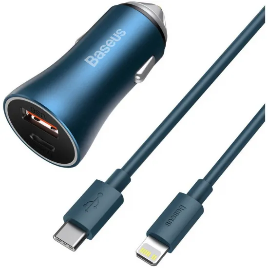 Încărcător auto Baseus TZCCJD-03 20 W, Blue (USB Type-C)