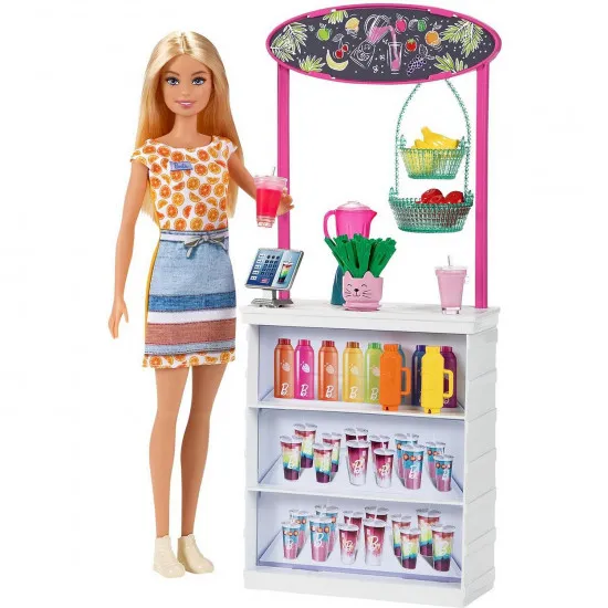 Barbie GRN75 Игровой набор Смузи-бар, 29 см